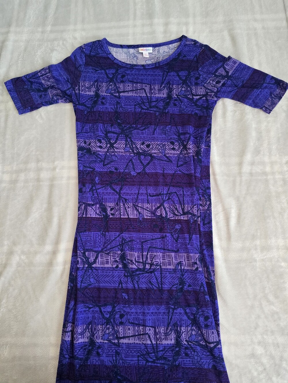 LuLaRoe Julia Dress Small Purple Jack Skellington Nightmare Before Christmas